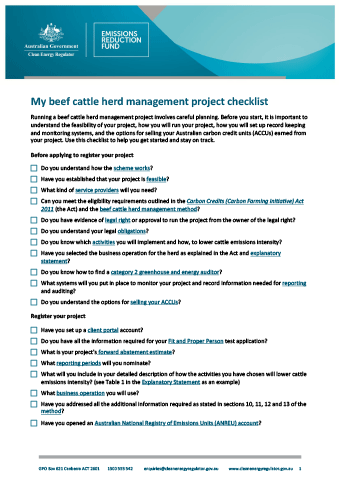 My beef cattle herd management project checklist